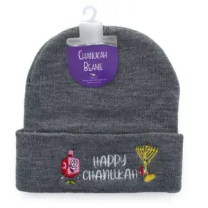 Happy Chanukah Grey Beanie Hat
