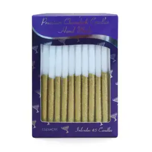 44 Glittered Gold & White Chanukah Candles