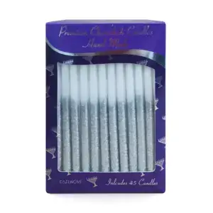 44 Glittered Silver & White Chanukah Candles