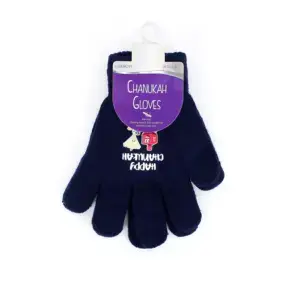 Happy Chanukah Navy Gloves
