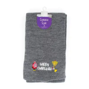Happy Chanukah Grey Scarf