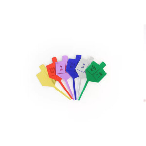 6 Dreidel Shaped Lucite Cup Cake Toppers