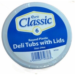 6 x 24 oz Microwave Round Containers