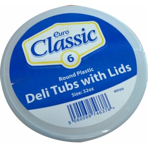 6 x 32 oz Microwave Round Containers