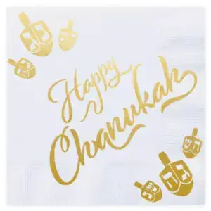 Happy Chanukah 20 Gold Foiled Napkins