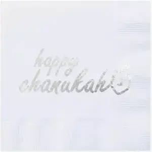 Happy Chanukah 20 Silver Foiled Napkins
