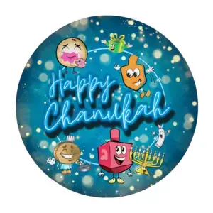 10 Happy Chanukah Menorah & Dreidel Blue 9" Paper Plates