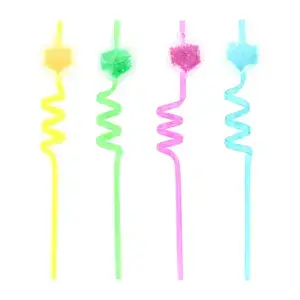 4 Chanukah Dreidel Confetti Themed Wiggly Straws