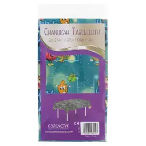 1 Happy Chanukah Menorah & Dreidel Blue Tablecloth