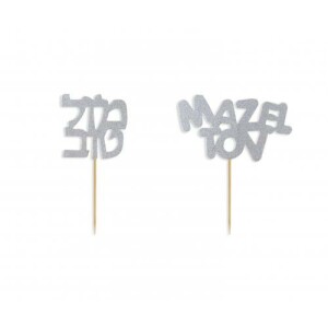 Mazel Tov Silver Cake Toppers