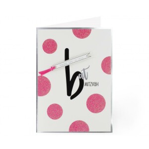 Bat Mitzvah Pink Polks Dots Card