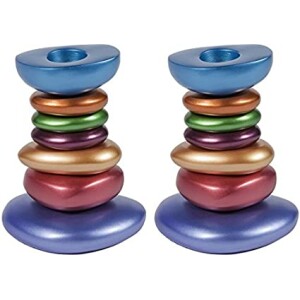 Yair Emanuel Anodized Aluminum Multi Coloured Shabbat Candle