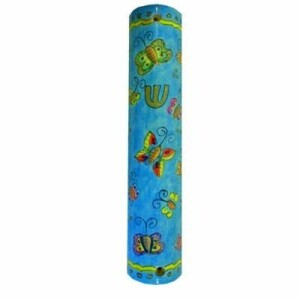 Yair Emanuel Large Wooden Butterflies Mezuzah Case