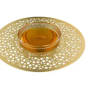 Dorit Judaica Mandala Design Gold Plated Honey Dish