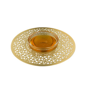 Dorit Judaica Mandala Design Gold Plated Honey Dish