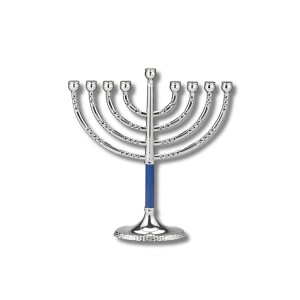 Elegance Menorah with Hammered Blue Accents